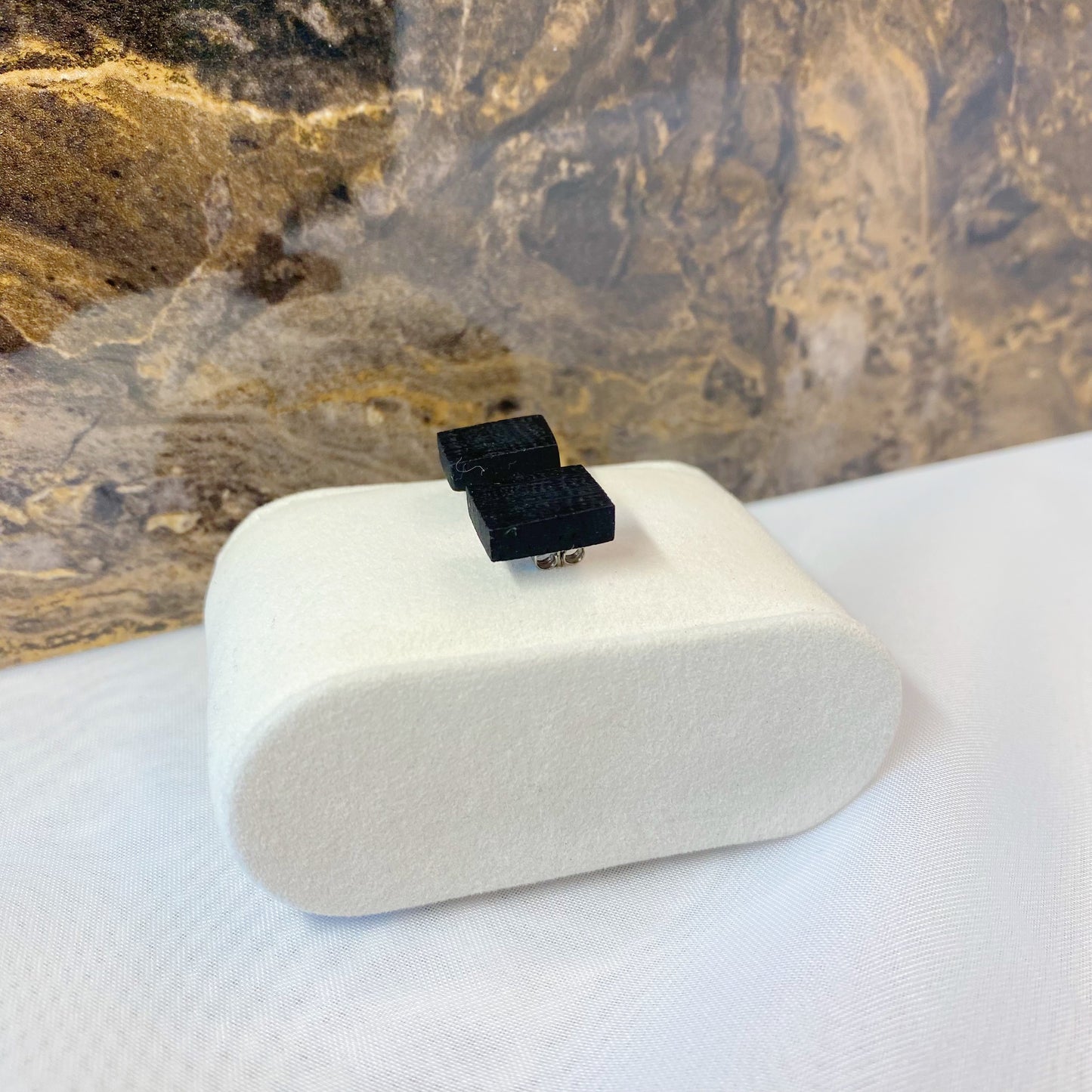 Irish Bog Oak Rectangle Stud Earrings | Handmade Earrings (no 102)