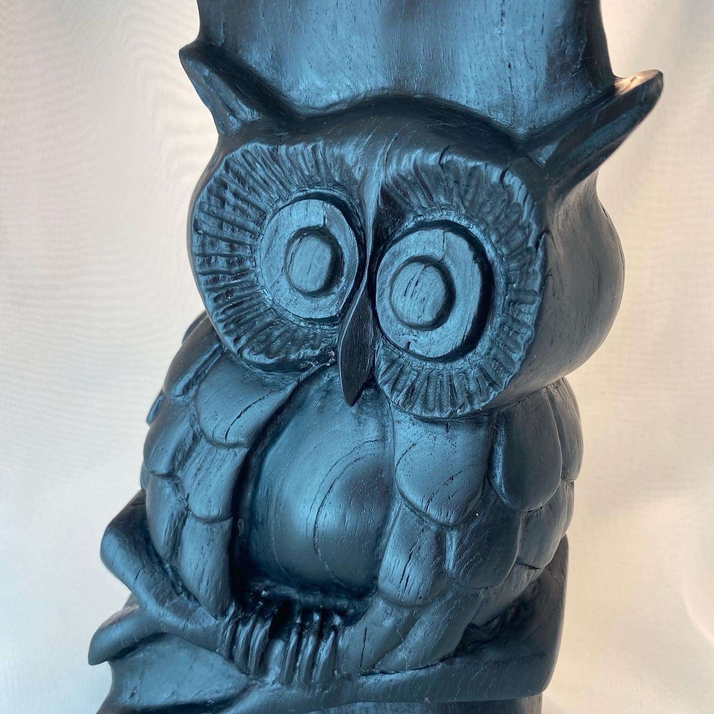 Hand Carved Owl Sculpture from Irish Bog Oak ranging in age from 3000 to 8000.