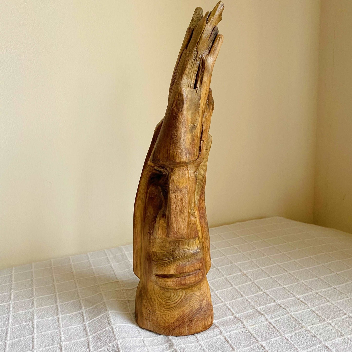 Hand Carved Easter Island Head Sculpture from Irish Bog Pine (soft wood) ranging in age from 3000 to 8000