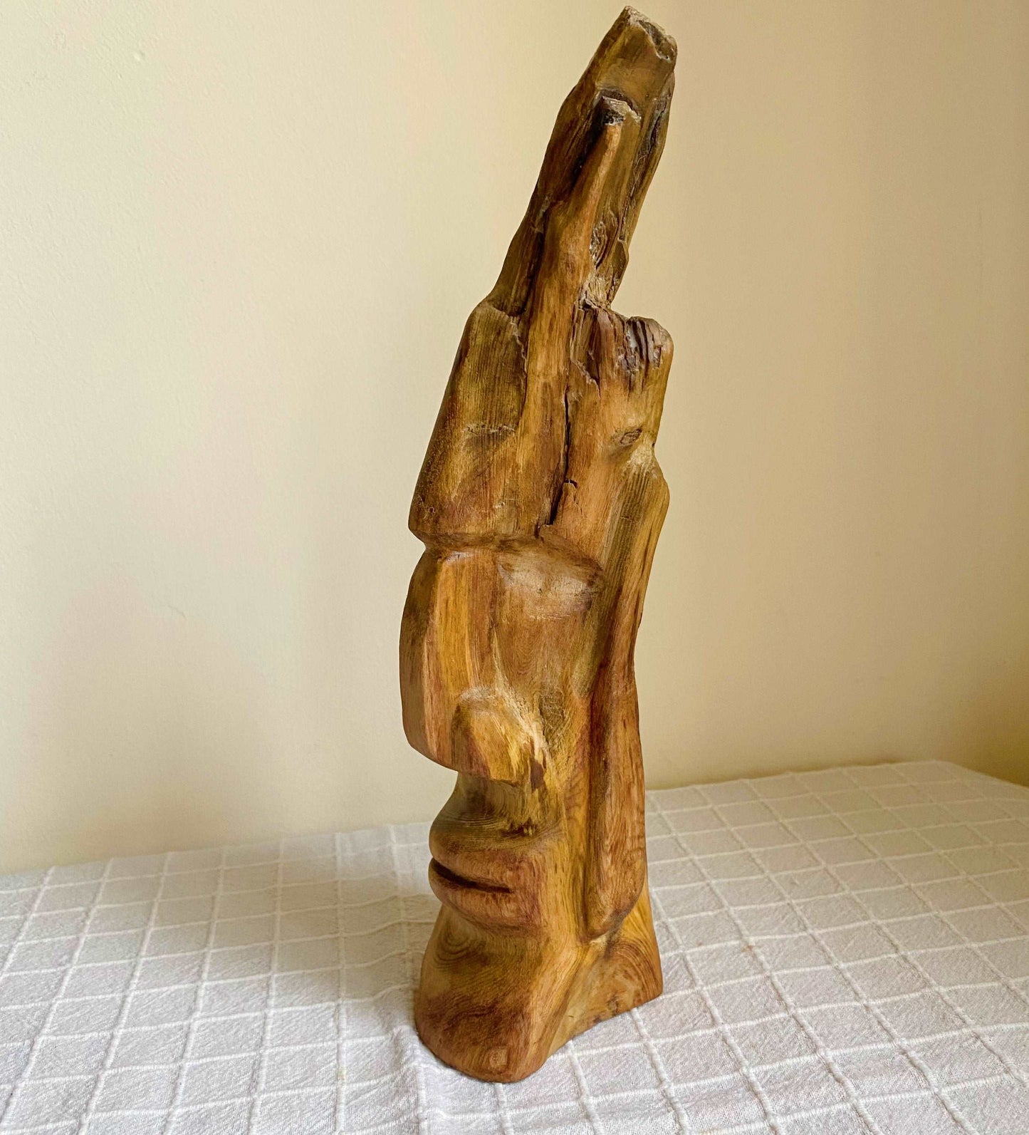 Hand Carved Easter Island Head Sculpture from Irish Bog Pine (soft wood) ranging in age from 3000 to 8000