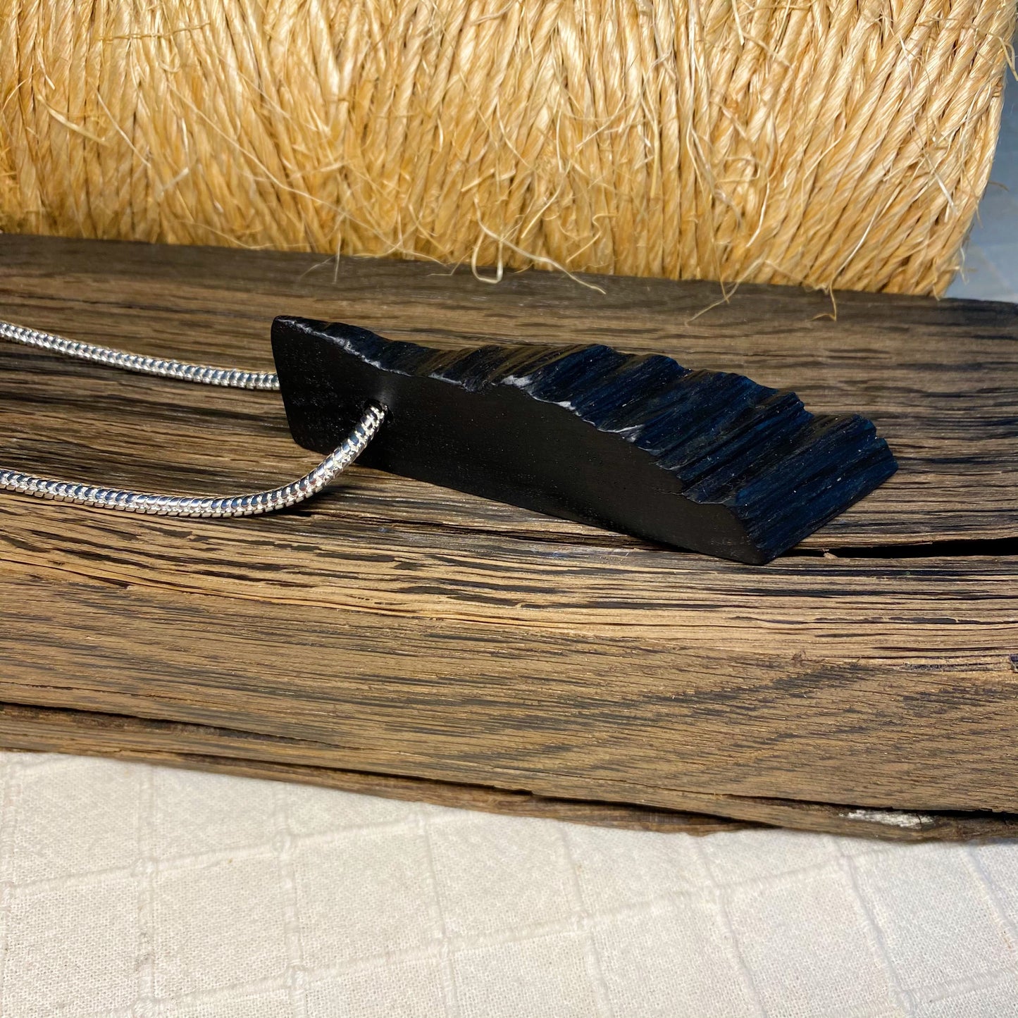 Irish Bog Oak Triangle Carved Necklace Gift - Handmad