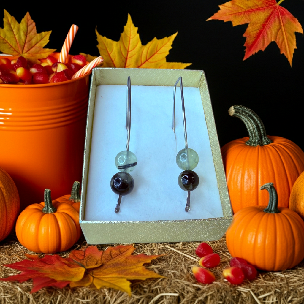 Natural Prehnite Crystal Earrings – Modern Long Dangle Style