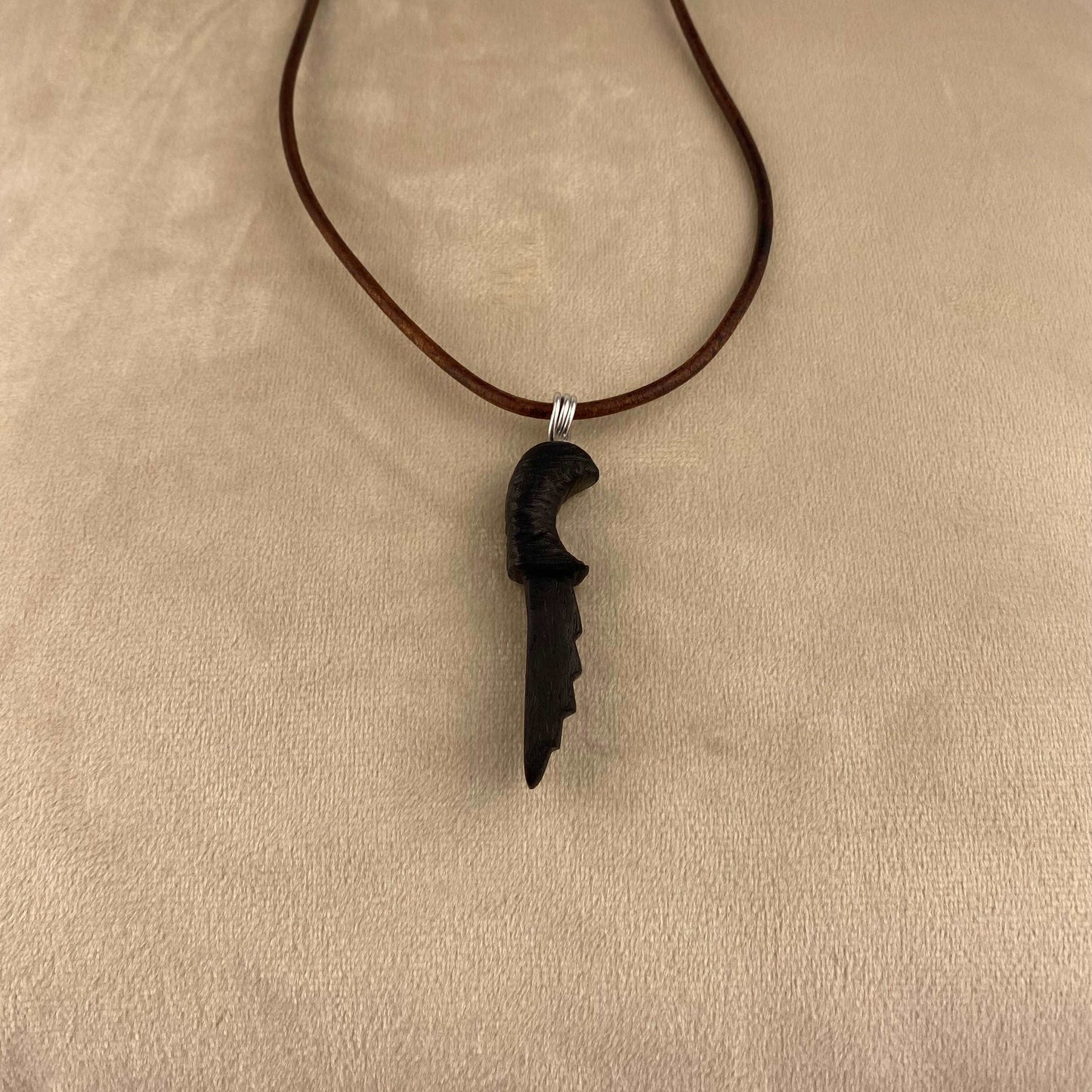Irish Bog Oak Carved Necklace Gift - Handmade