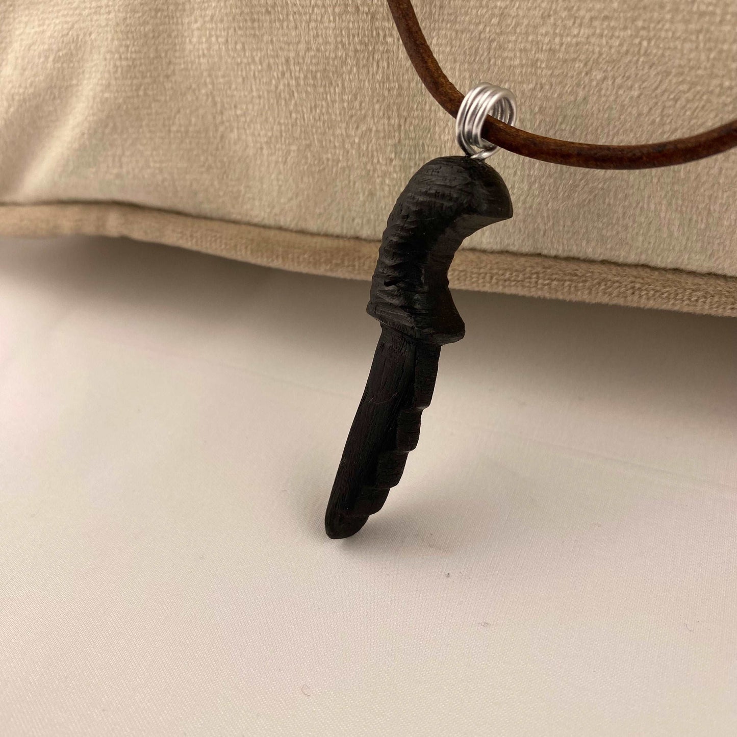 Irish Bog Oak Carved Necklace Gift - Handmade