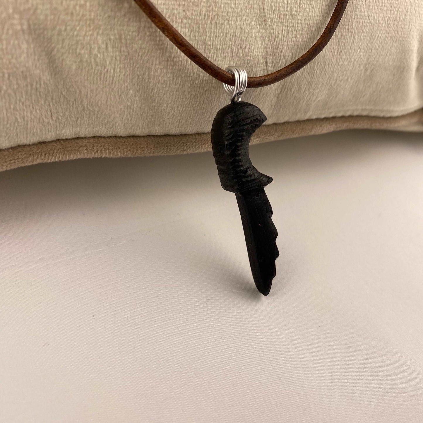 Irish Bog Oak Carved Necklace Gift - Handmade