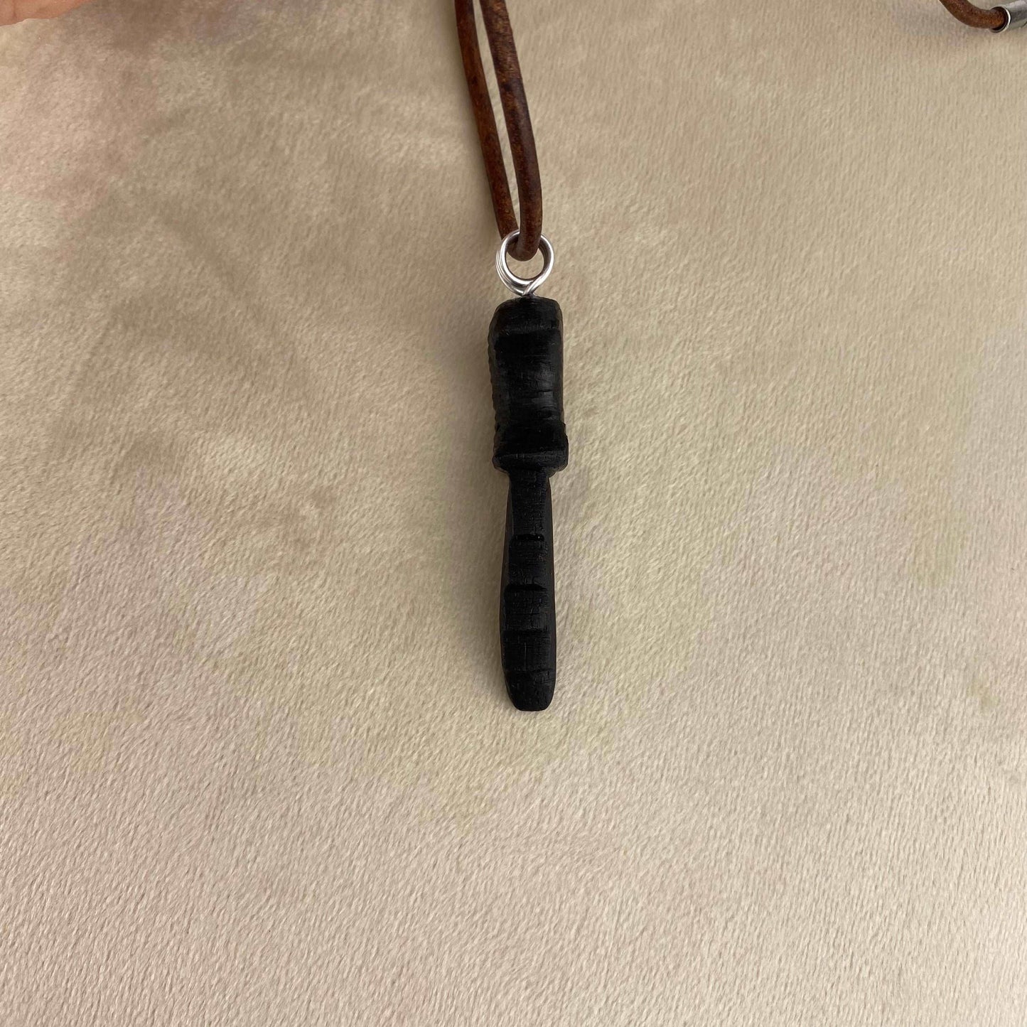 Irish Bog Oak Carved Necklace Gift - Handmade