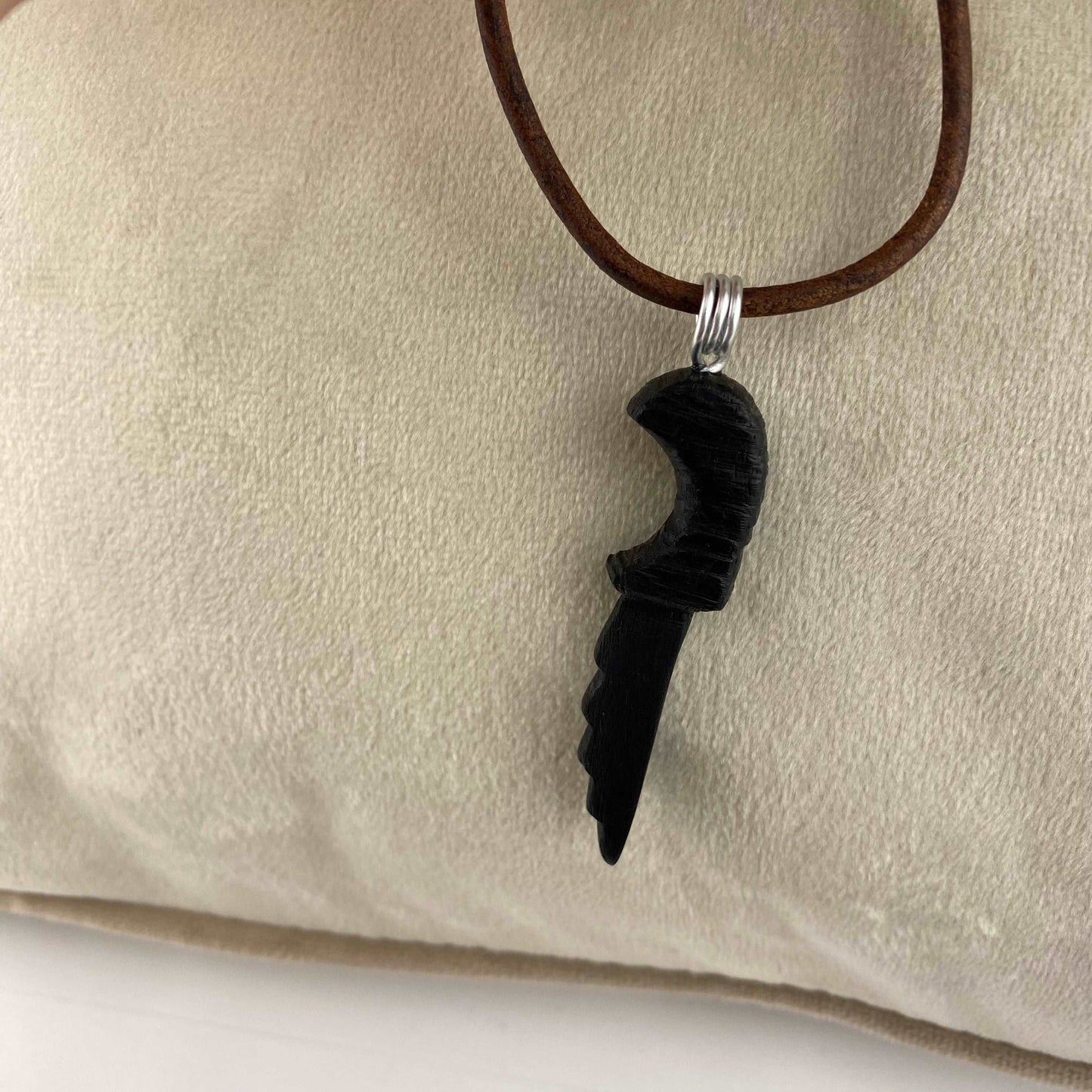 Irish Bog Oak Carved Necklace Gift - Handmade