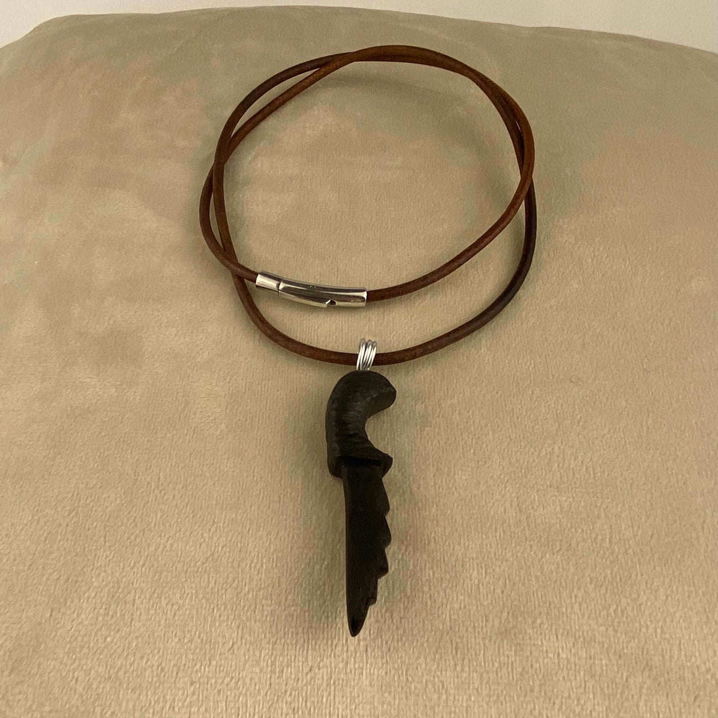 Irish Bog Oak Carved Necklace Gift - Handmade