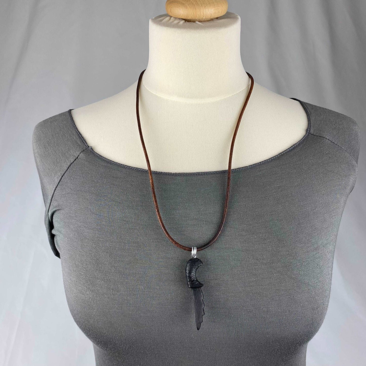 Irish Bog Oak Carved Necklace Gift - Handmade