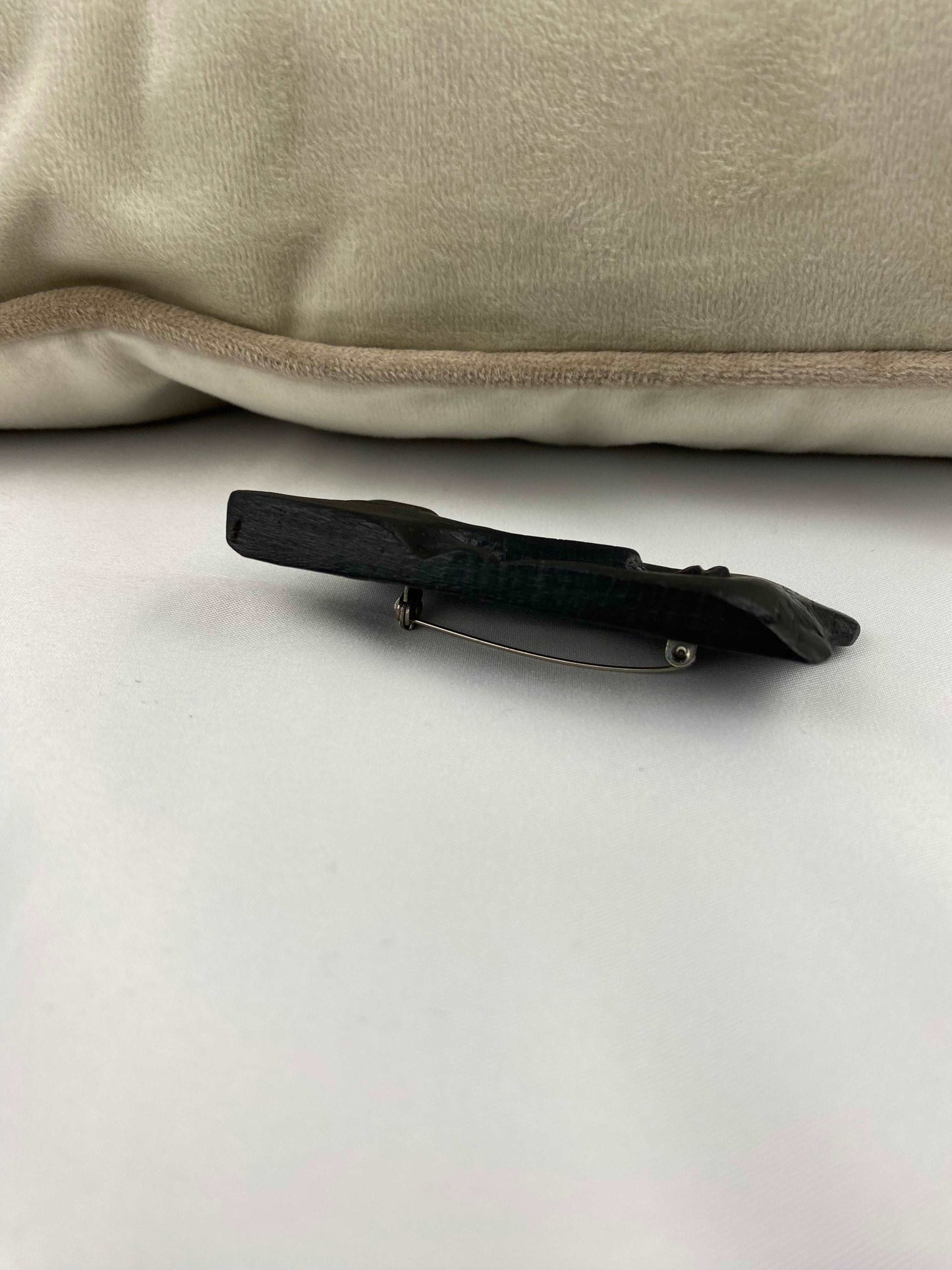 Irish Bog Oak Carved Face Brooch | Handmade