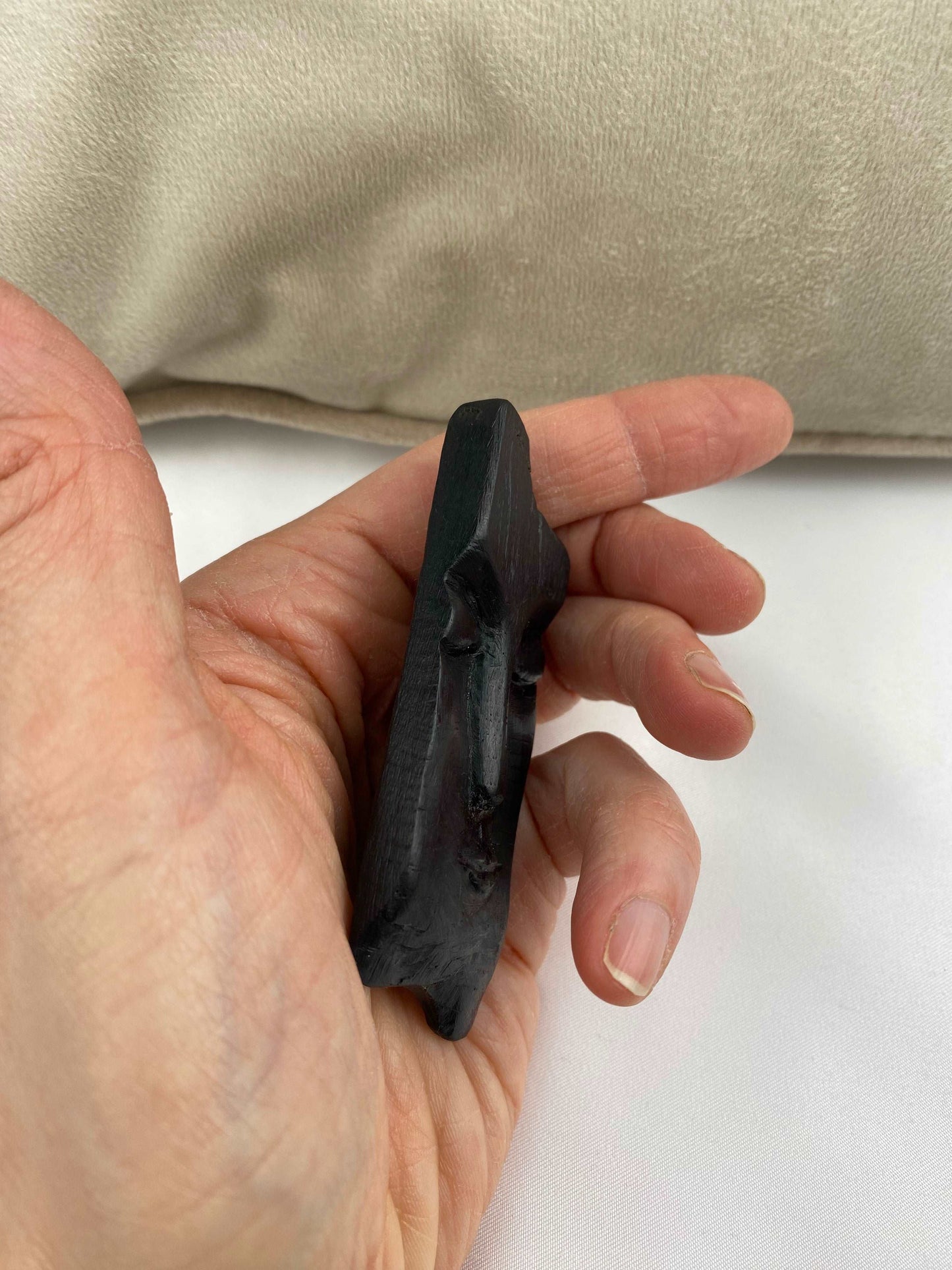 Irish Bog Oak Carved Face Brooch | Handmade