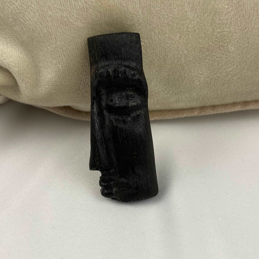 Irish Bog Oak Carved Face Brooch | Handmade