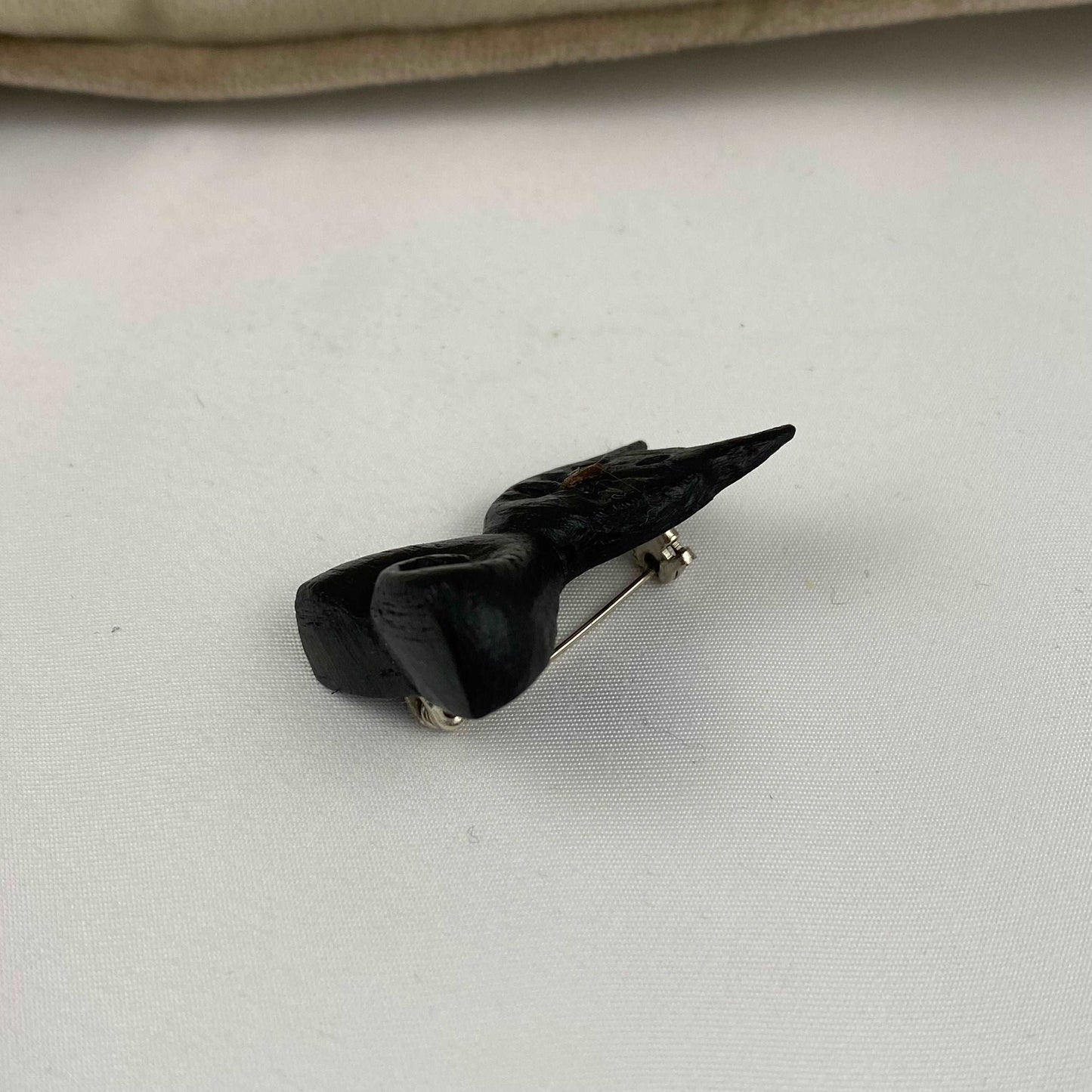 Irish Bog Oak Carved Cat Brooch | Handmade