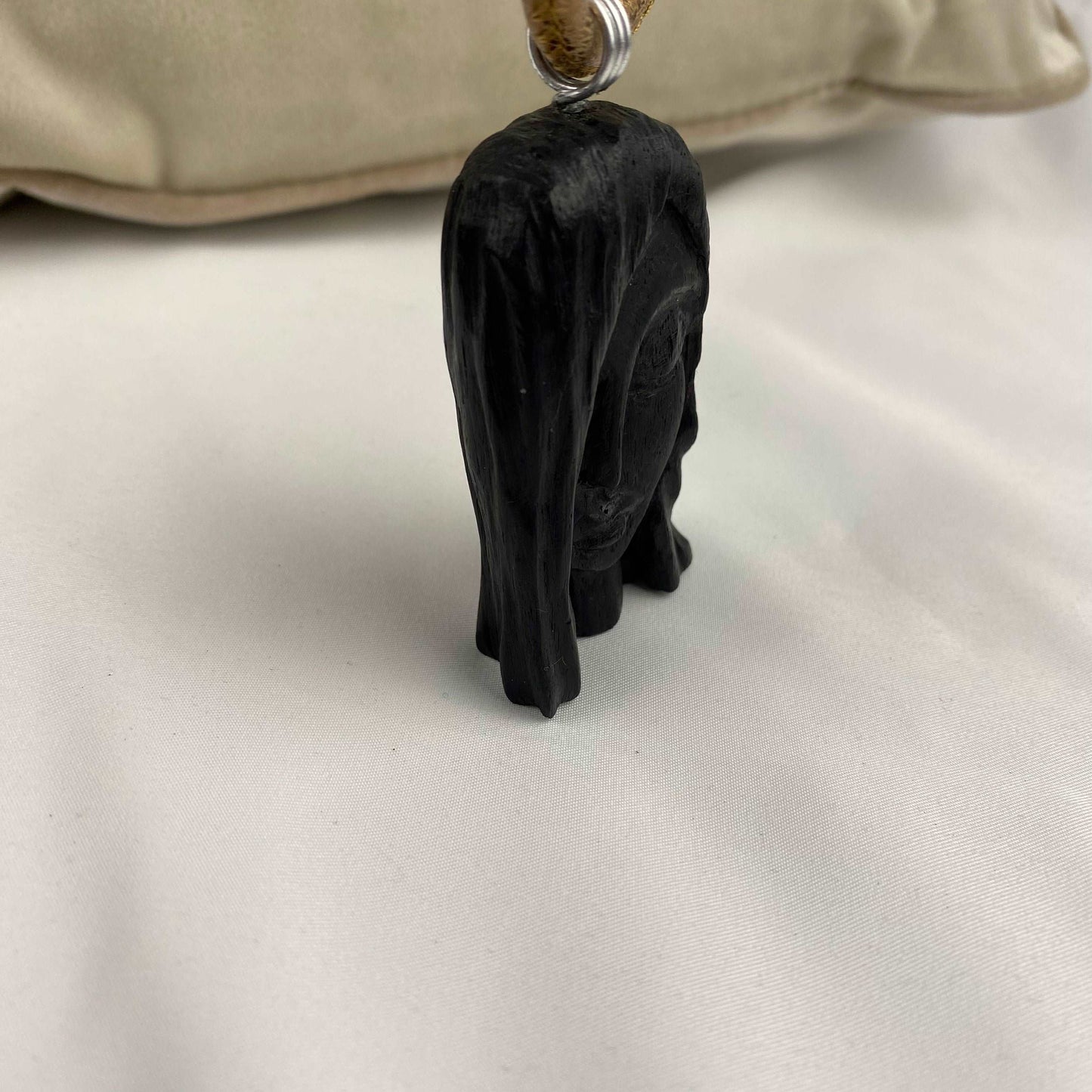 Irish Bog Oak Carved Female Face Necklace Gift - Handmade