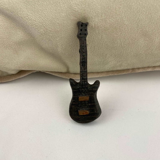 Irish Bog Oak Carved Guitar Brooch | Handmade