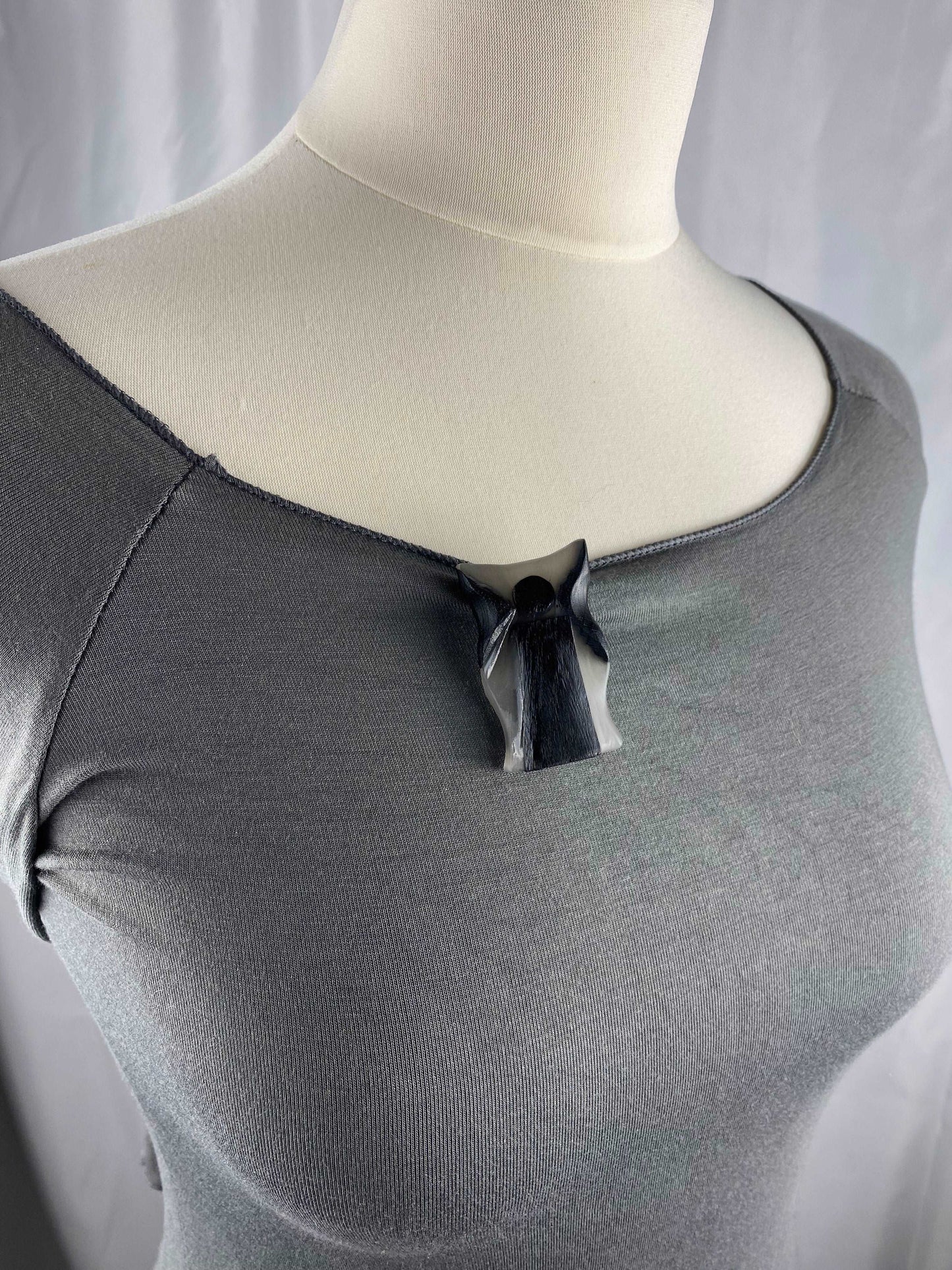 Irish Bog Oak Carved Angel Brooch with White colour Resin Gift | Handmade