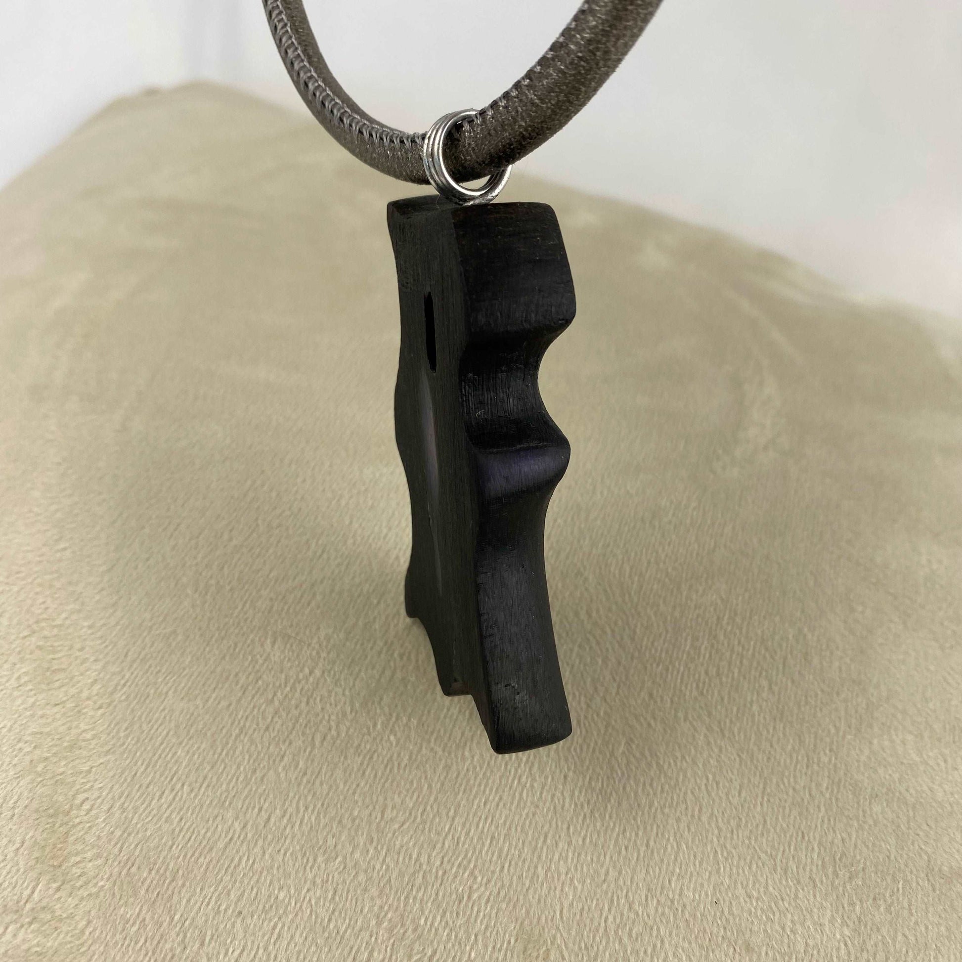 Irish Bog Oak Carved Necklace with Blue colour Resin Gift - Handmade
