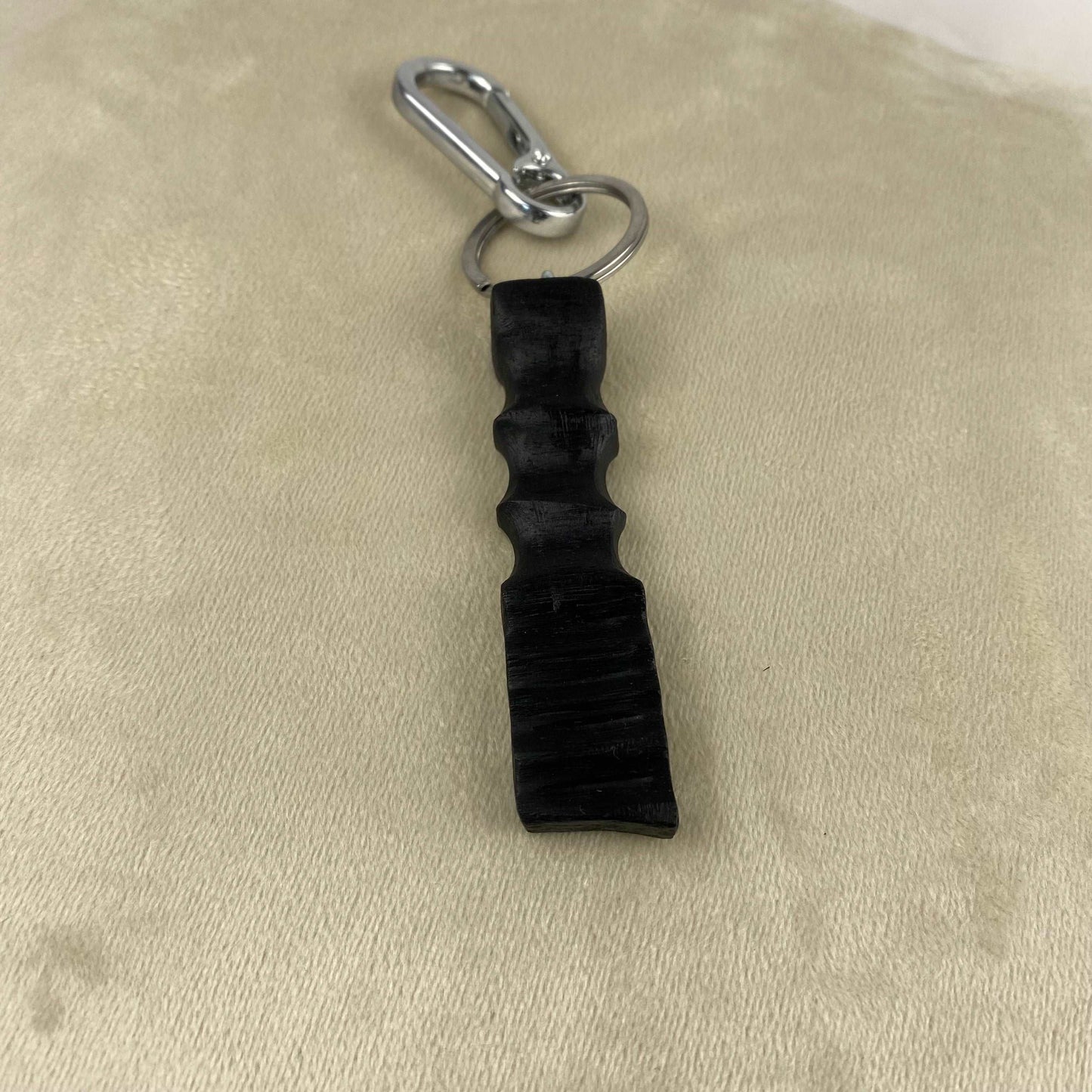 Irish Bog Oak Carved Keychain | Handmade