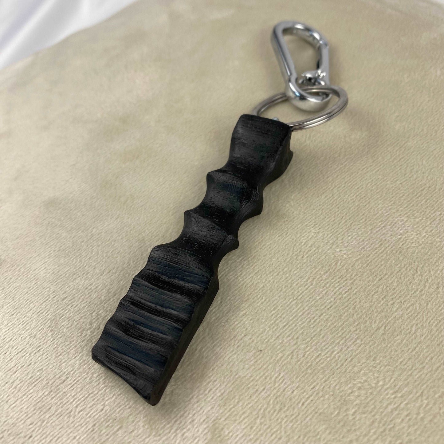 Irish Bog Oak Carved Keychain | Handmade