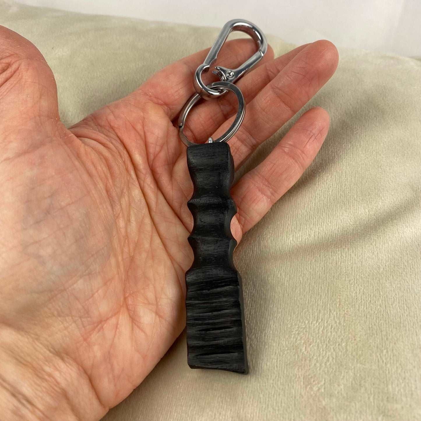 Irish Bog Oak Carved Keychain | Handmade