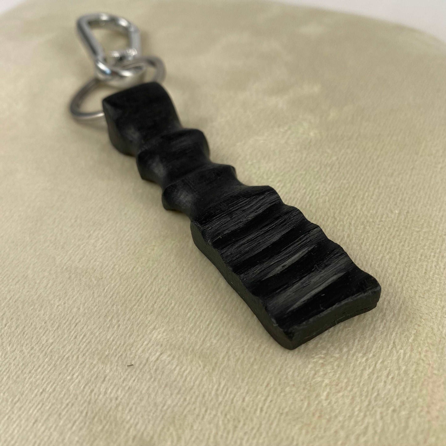 Irish Bog Oak Carved Keychain | Handmade