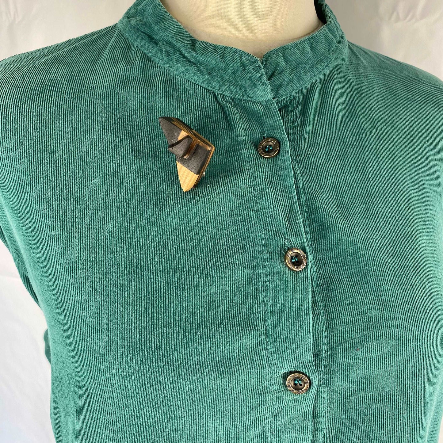 Irish Bog Oak and Pine Carved Triangle Brooch | Handmade