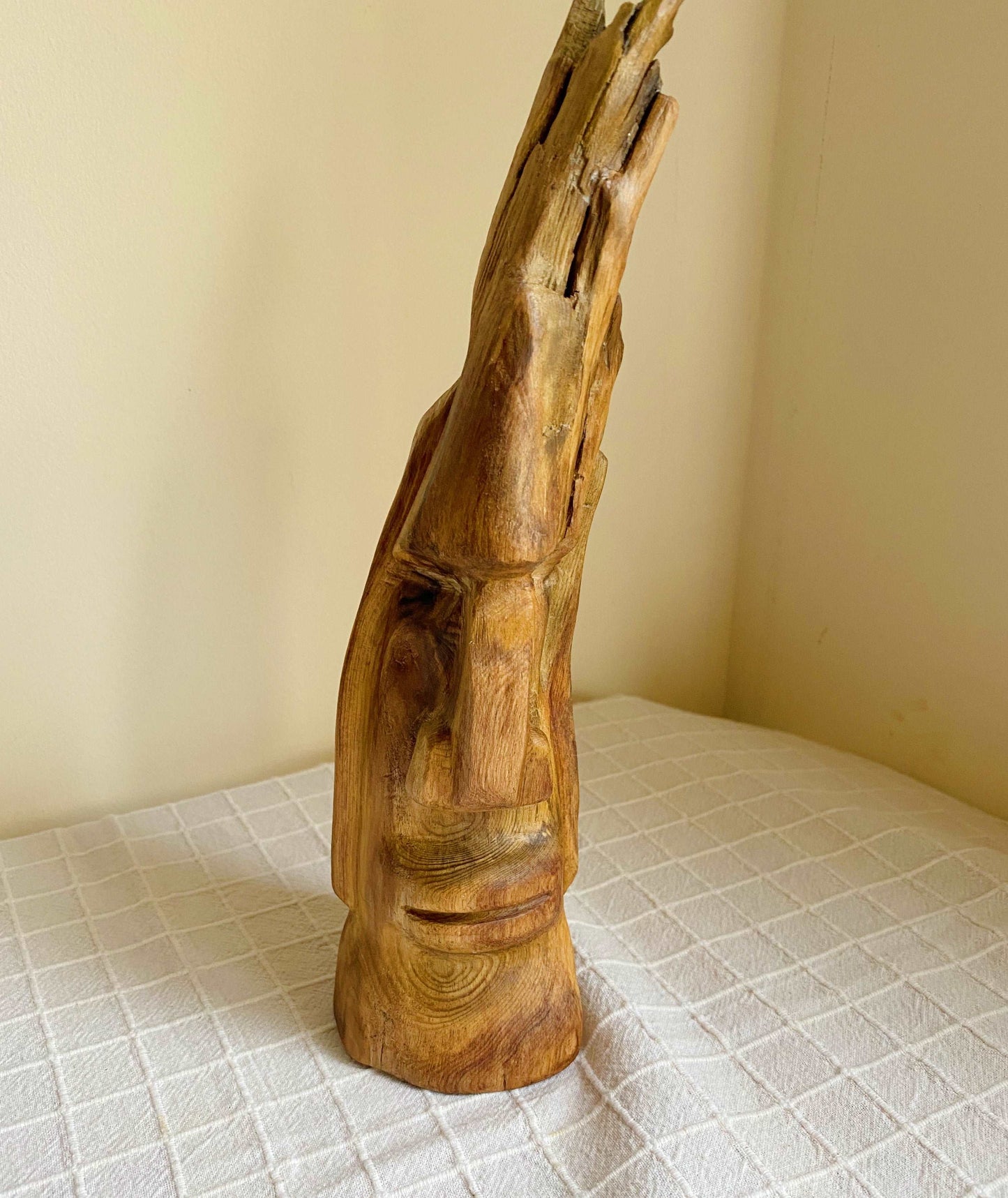 Hand Carved Easter Island Head Sculpture from Irish Bog Pine (soft wood) ranging in age from 3000 to 8000
