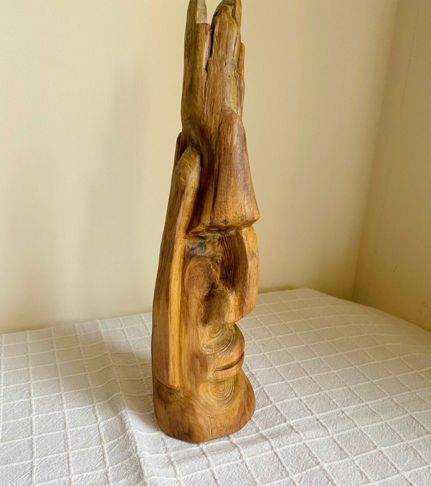 Hand Carved Easter Island Head Sculpture from Irish Bog Pine (soft wood) ranging in age from 3000 to 8000