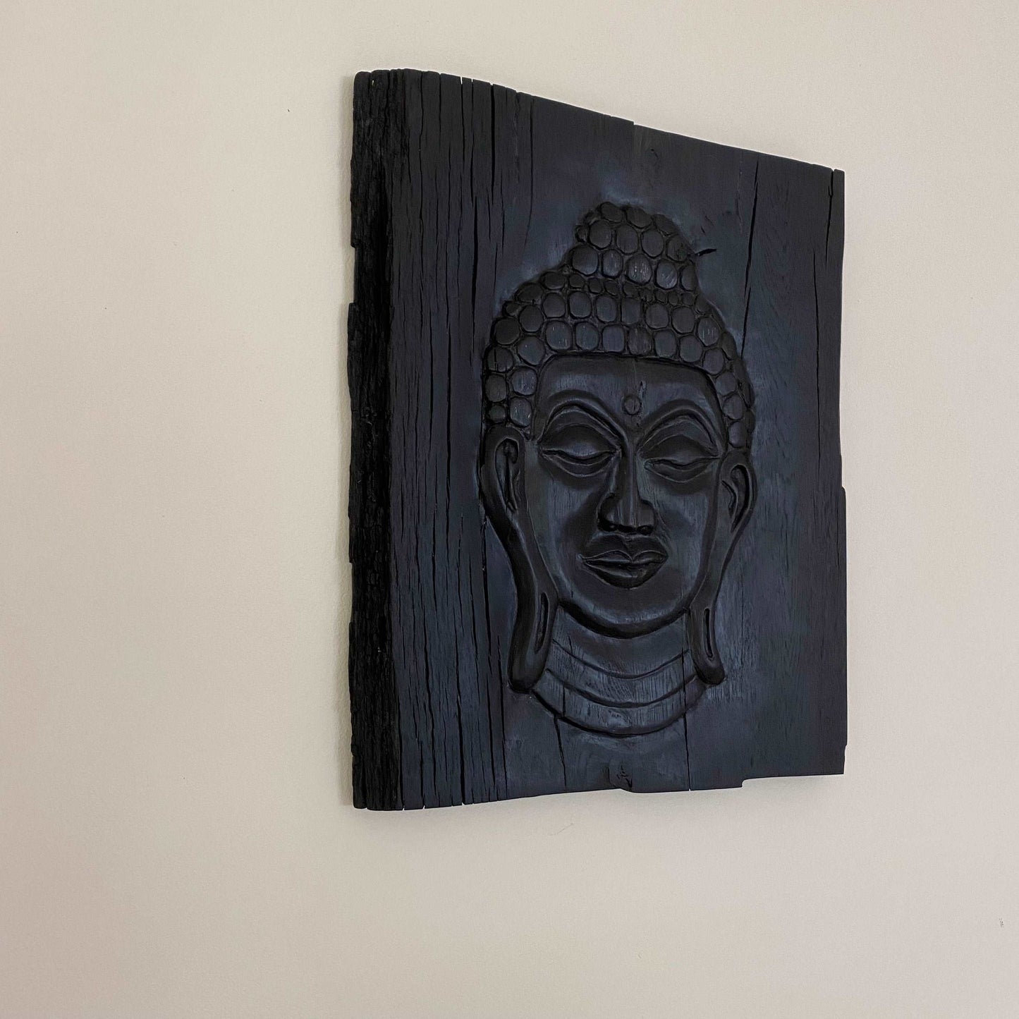 Hand Carved Buddha Sculpture from Irish Bog Oak approximately 3000 years.