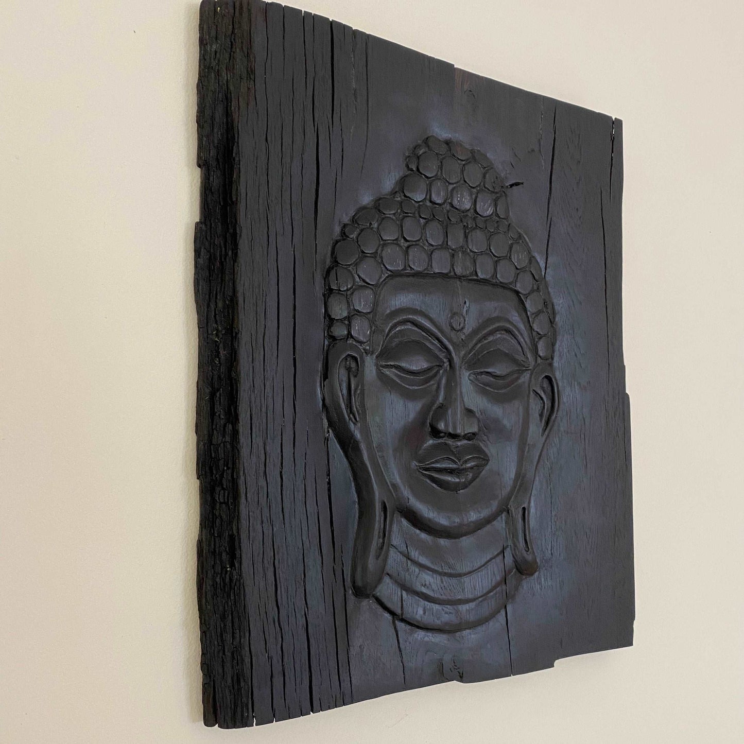 Hand Carved Buddha Sculpture from Irish Bog Oak approximately 3000 years.