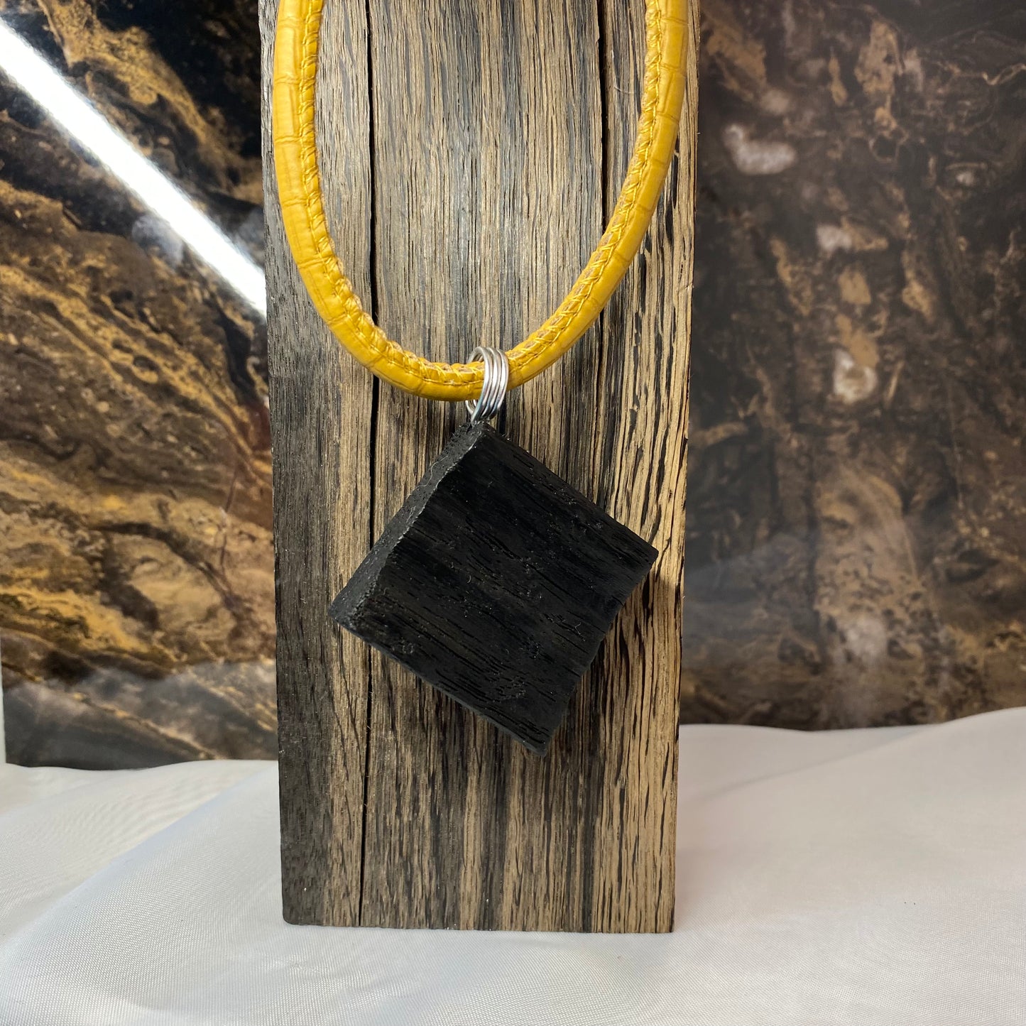 Irish Bog Oak Raw Carved Pendant - Handmade