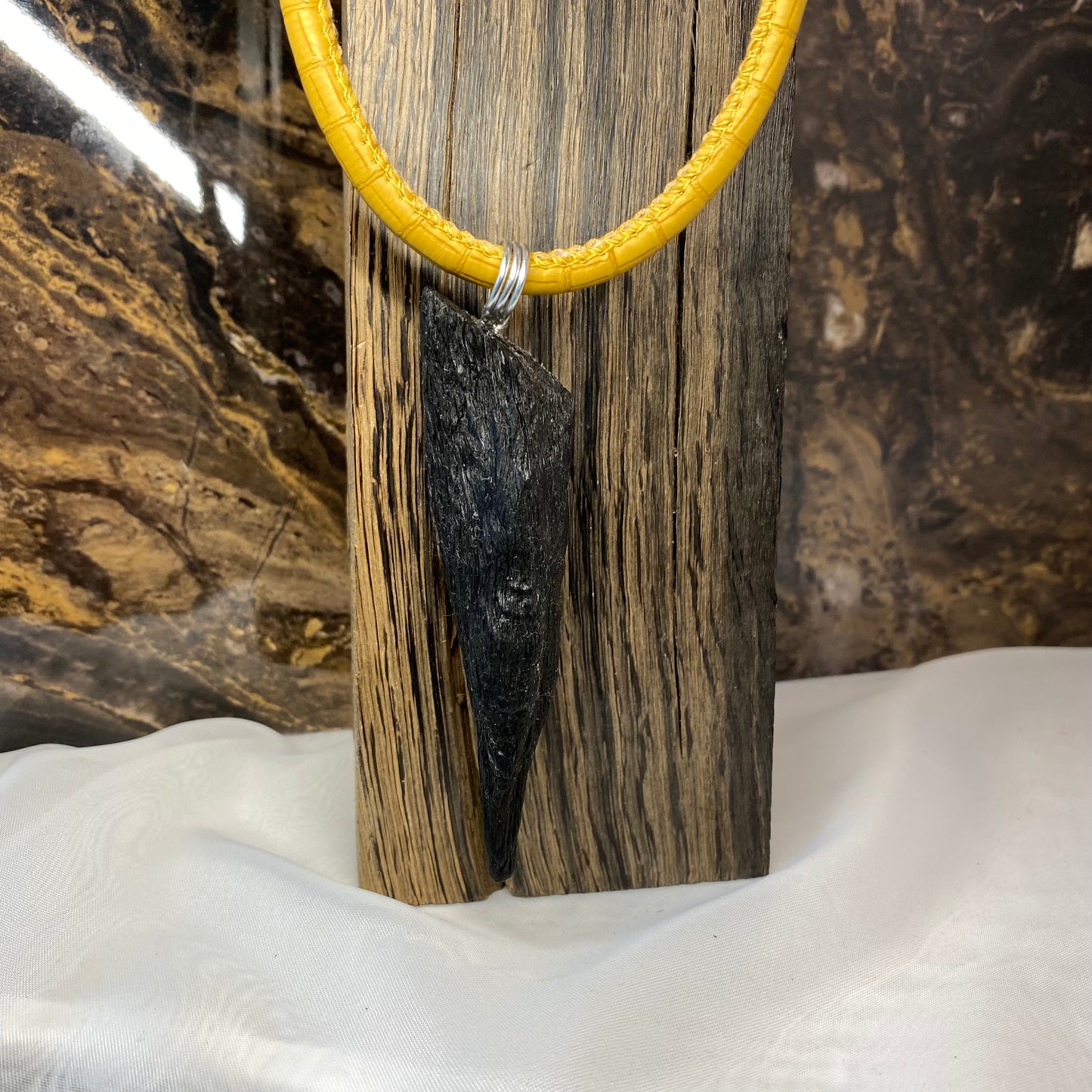Irish Bog Oak Raw Carved Pendant - Handmade