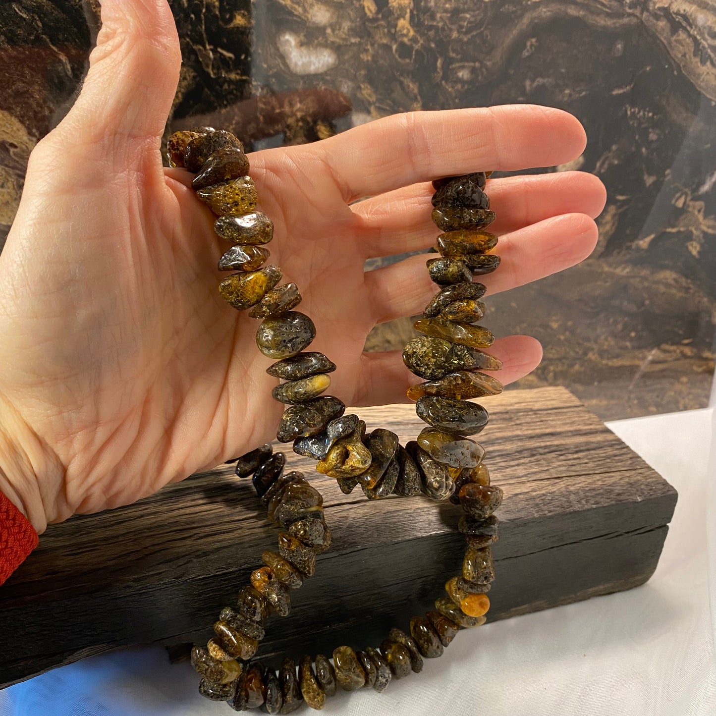 Polished Black Baltic Amber Necklace – Handmade