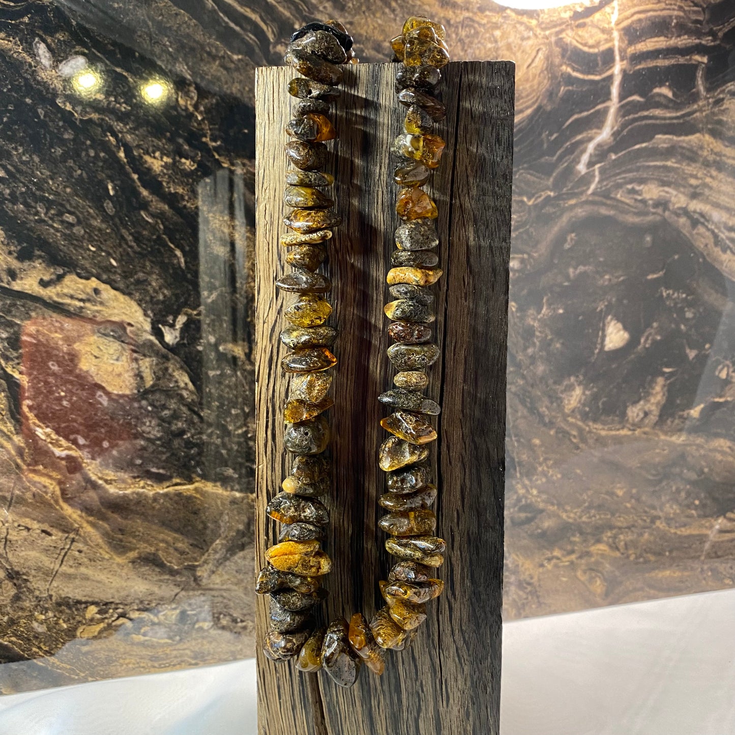 Polished Black Baltic Amber Necklace – Handmade