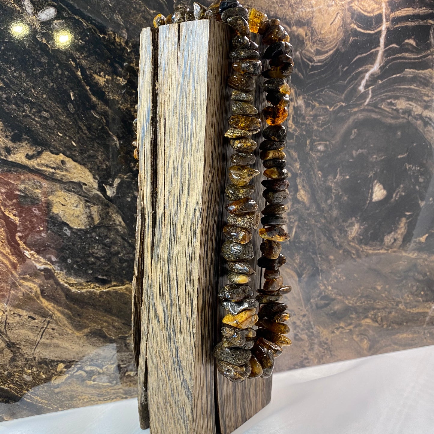 Polished Black Baltic Amber Necklace – Handmade