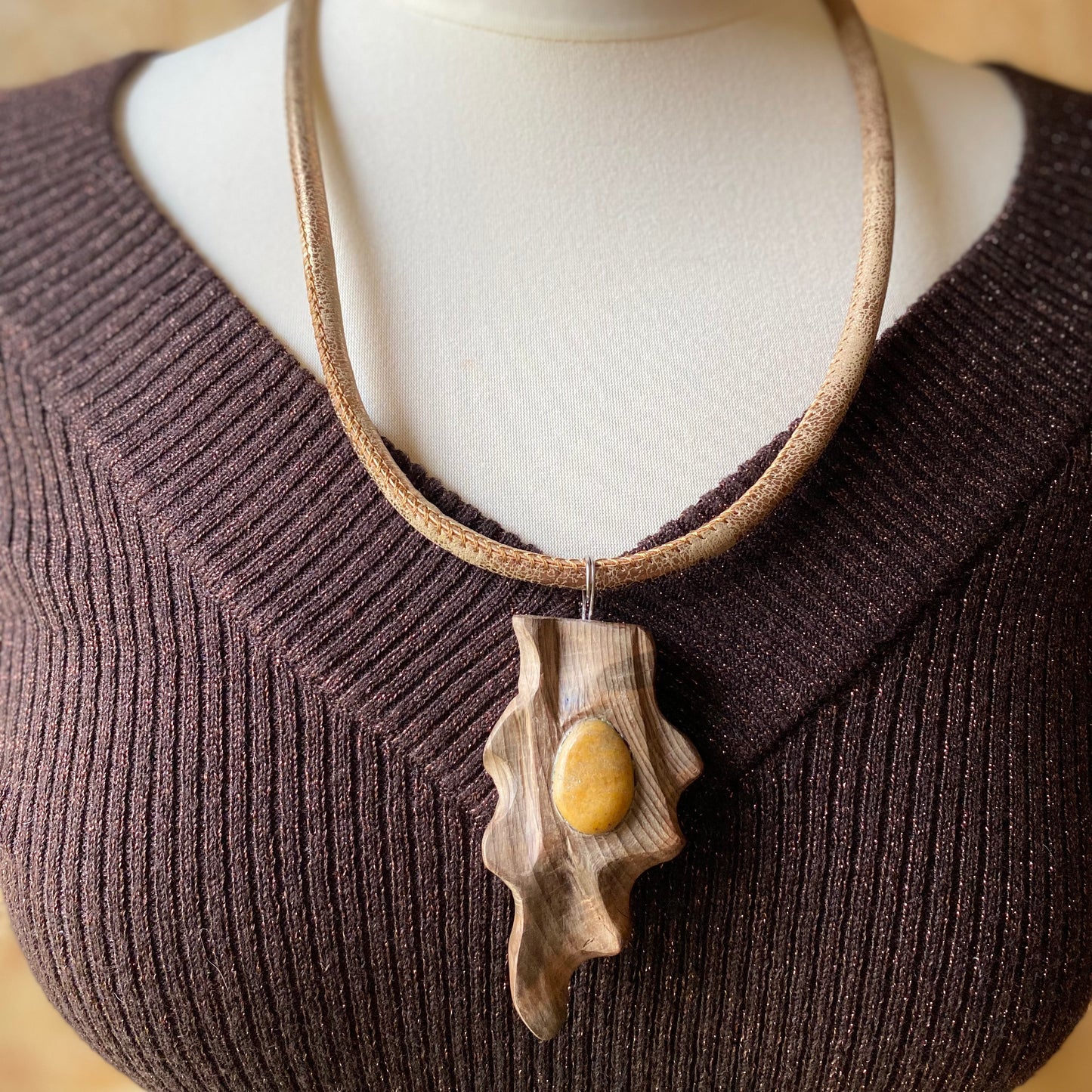 natural wood necklace