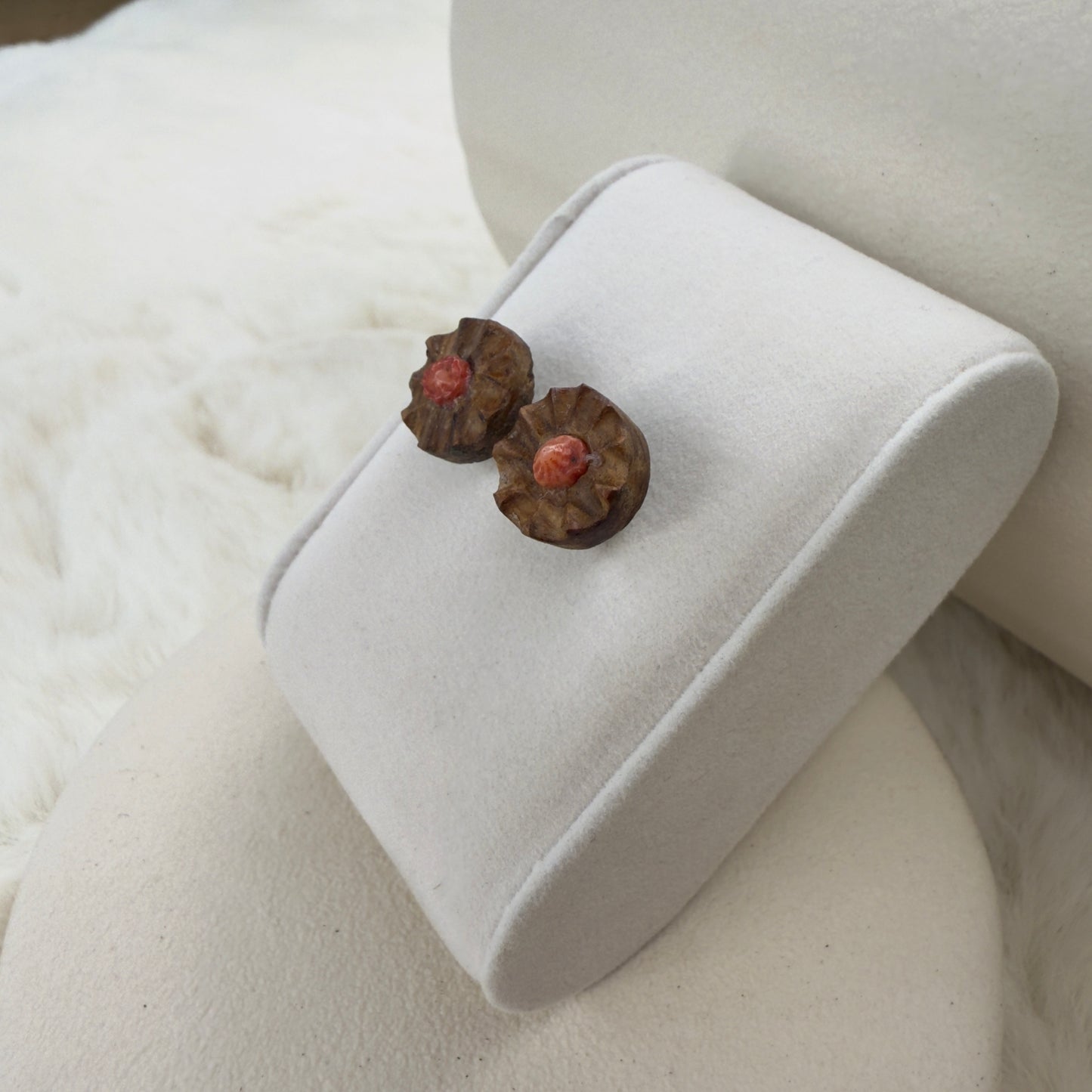 stud earrings with coral