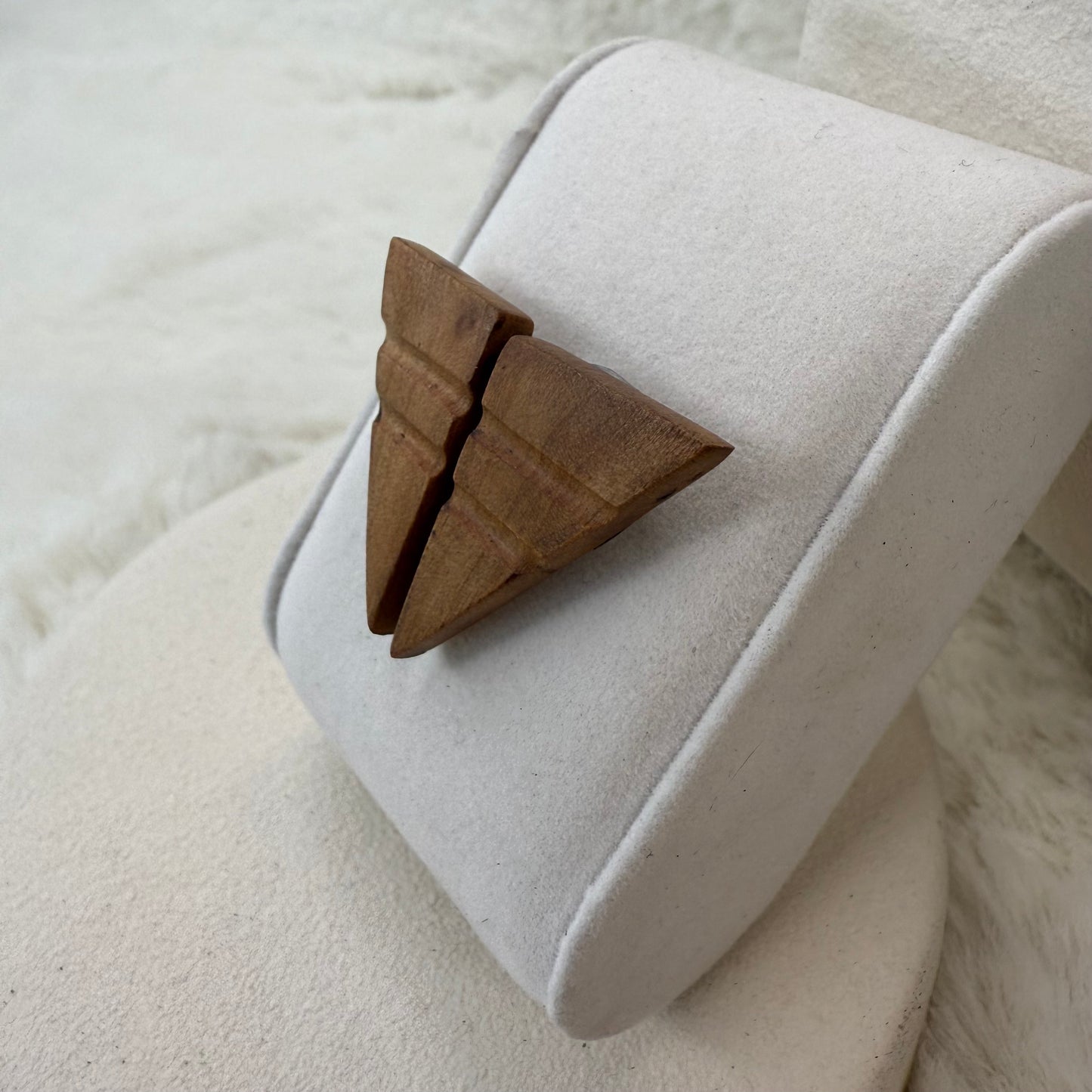 Handcrafted Apple Wood Triangle Earrings – Geometric Minimalist Natural Wood Jewellery, Eco-Friendly Gift for Her