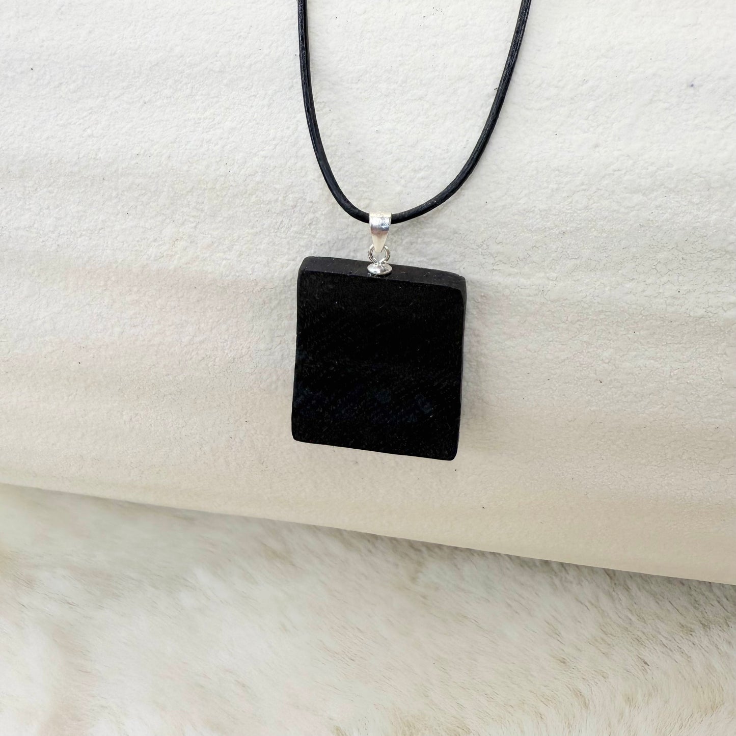 Minimalist Bog Oak and Leather Cord Pendant