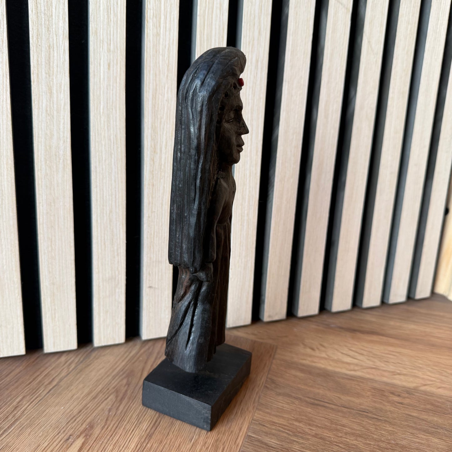 Spirit-like figure from ancient bog oak, finished with natural oils