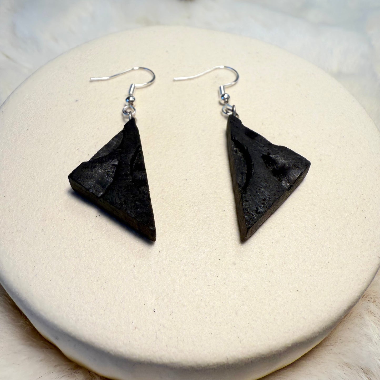 Minimalist wooden earrings with hypoallergenic hooks.