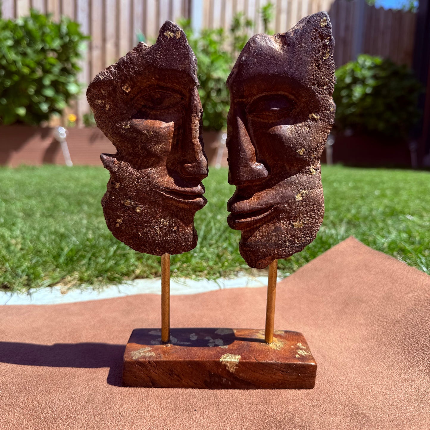 Hand-carved abstract sculpture made from Irish bog pine wood