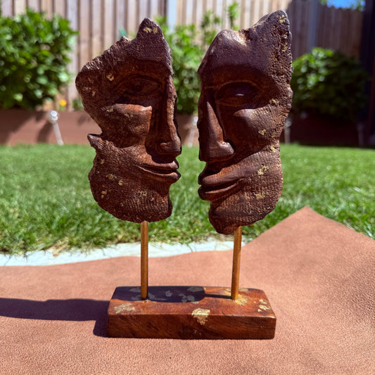 Hand-carved abstract sculpture made from Irish bog pine wood