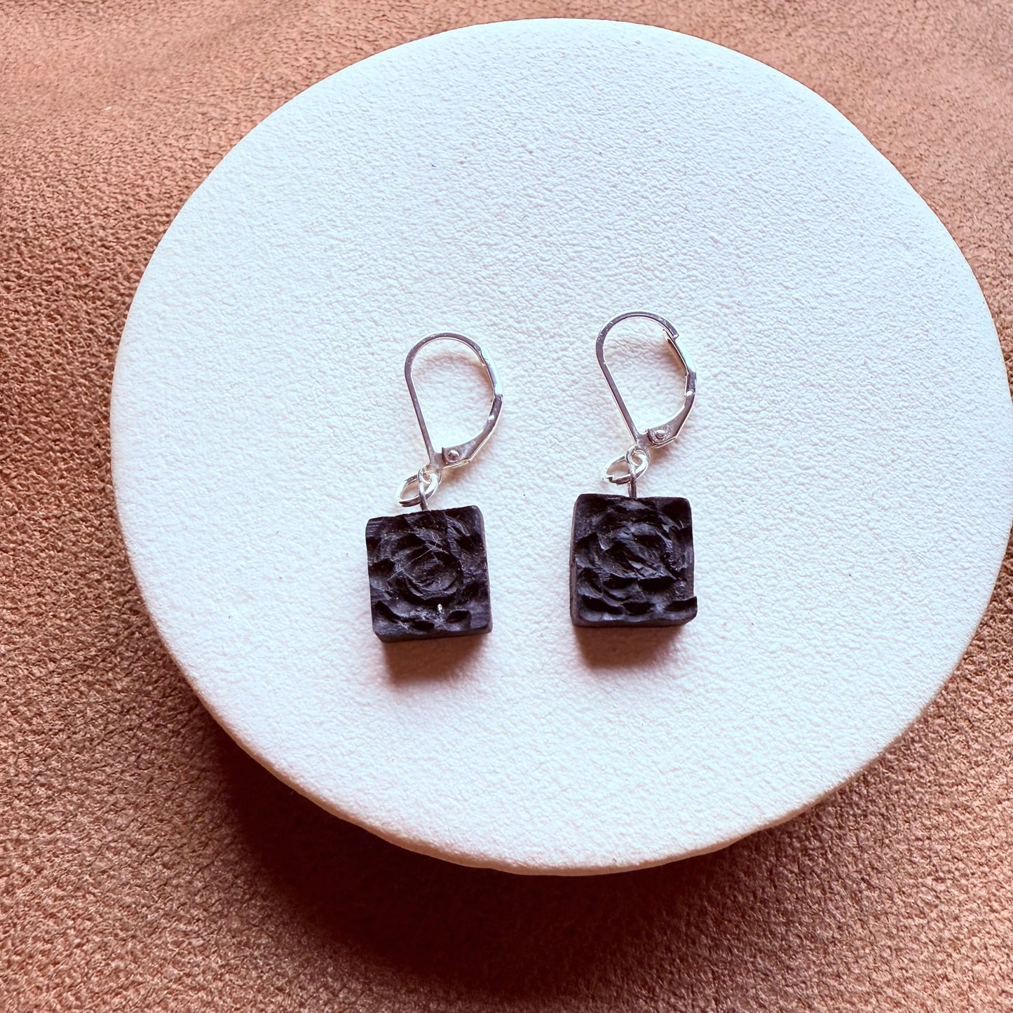 Elegant handmade earrings crafted from Irish bog oak and silver