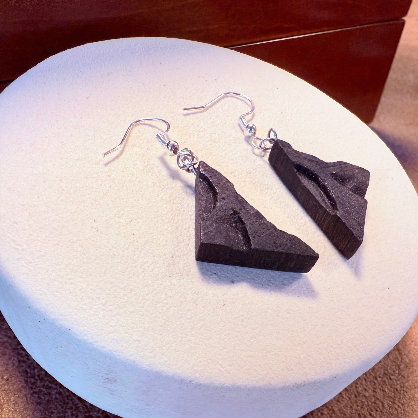 Gift-ready eco packaging for handmade wooden earrings.