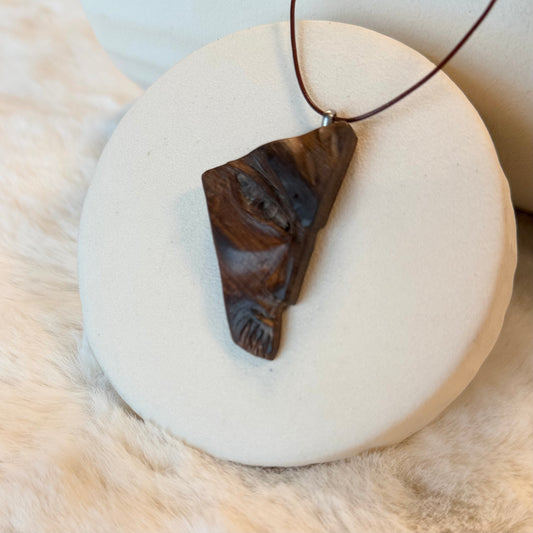 Handmade Bog Yew Necklace – Unique wooden bead necklace crafted from natural yew wood