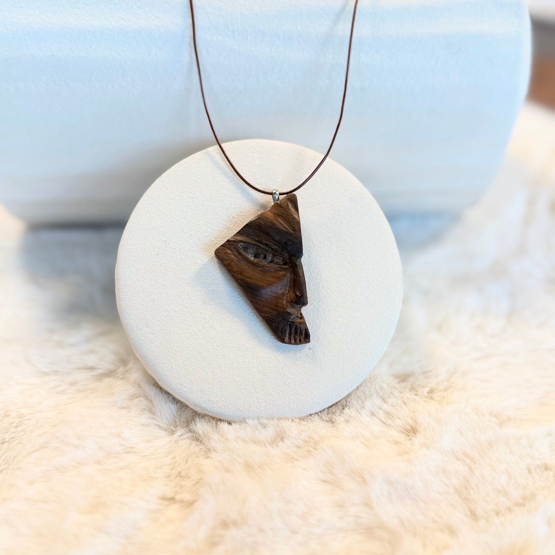 Natural Yew Wood Necklace – A minimalist necklace made with handcrafted yew wood beads