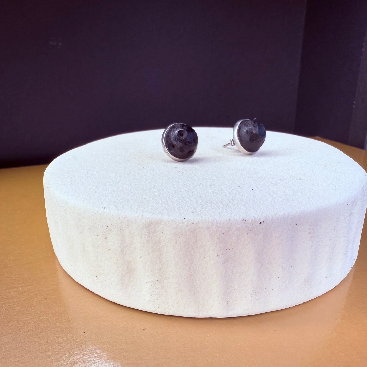Lunar phase wood stud earrings, unique rustic accessory for women