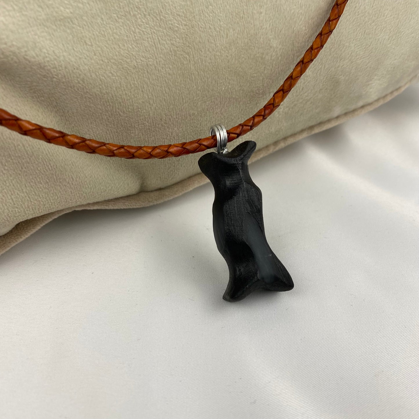 Irish Bog Oak Carved Wave Necklace with Resin Gift - Handmade