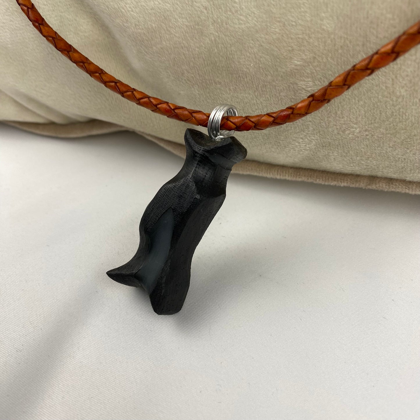 Irish Bog Oak Carved Wave Necklace with Resin Gift - Handmade
